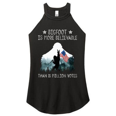 Bigfoot is More Believable Than 81 Million Votes USA Flag Women's Perfect Tri Rocker Tank