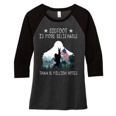 Bigfoot is More Believable Than 81 Million Votes USA Flag Women's Tri-Blend 3/4-Sleeve Raglan Shirt