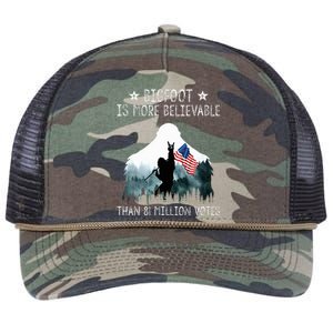 Bigfoot is More Believable Than 81 Million Votes USA Flag Retro Rope Trucker Hat Cap