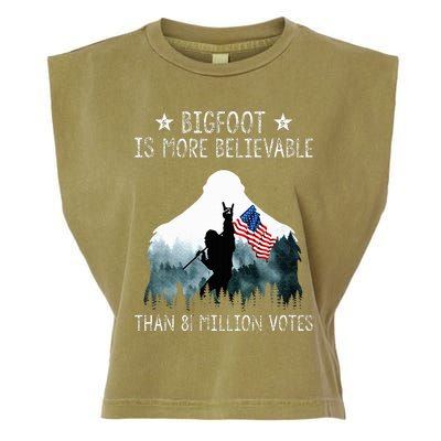 Bigfoot is More Believable Than 81 Million Votes USA Flag Garment-Dyed Women's Muscle Tee