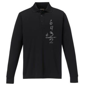 Baseball Inspired Math 6 4 3 2 Double Play Performance Long Sleeve Polo