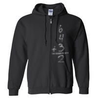 Baseball Inspired Math 6 4 3 2 Double Play Full Zip Hoodie