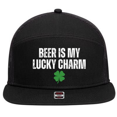 Beer Is My Lucky Charm Funny St Patricks Day 7 Panel Mesh Trucker Snapback Hat