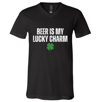 Beer Is My Lucky Charm Funny St Patricks Day V-Neck T-Shirt