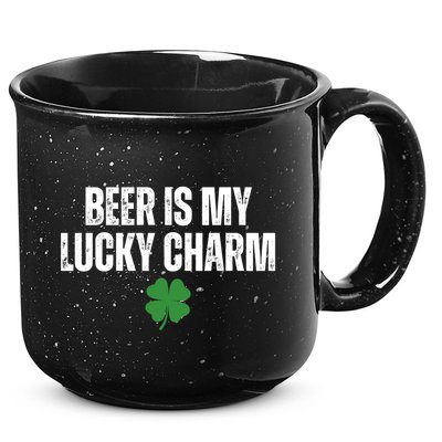 Beer Is My Lucky Charm Funny St Patricks Day 15oz Campfire Ceramic Mug
