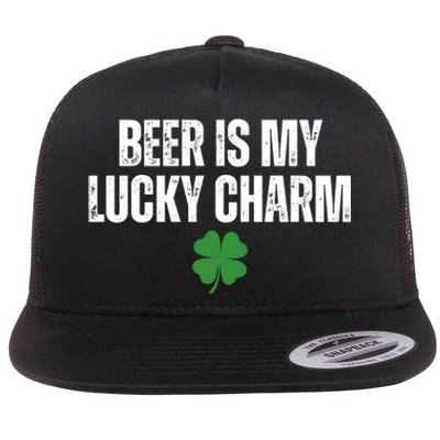 Beer Is My Lucky Charm Funny St Patricks Day Flat Bill Trucker Hat