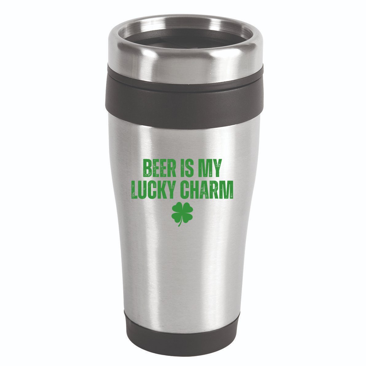 Beer Is My Lucky Charm Funny St Patricks Day 16oz Travel Tumbler
