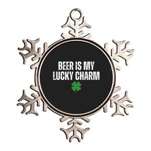 Beer Is My Lucky Charm Funny St Patricks Day Metallic Star Ornament