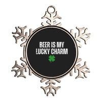 Beer Is My Lucky Charm Funny St Patricks Day Metallic Star Ornament