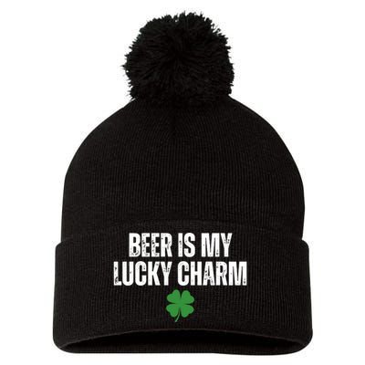 Beer Is My Lucky Charm Funny St Patricks Day Pom Pom 12in Knit Beanie