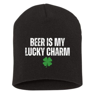 Beer Is My Lucky Charm Funny St Patricks Day Short Acrylic Beanie