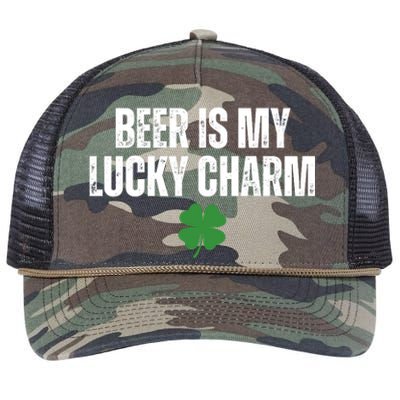 Beer Is My Lucky Charm Funny St Patricks Day Retro Rope Trucker Hat Cap