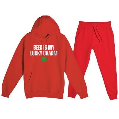 Beer Is My Lucky Charm Funny St Patricks Day Premium Hooded Sweatsuit Set