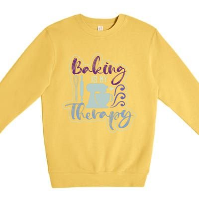 Baking Is My Therapy Funny Baker Patisserie Lover Clothing Cute Gift Premium Crewneck Sweatshirt