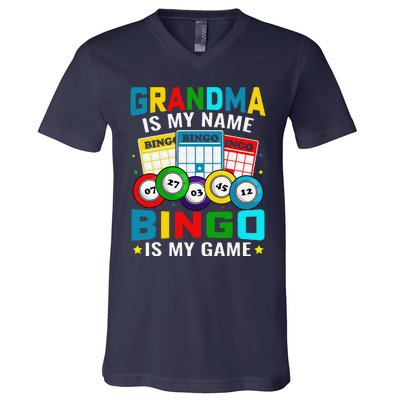 Bingo Is My Funny Bingo Grandma Player Women Mother's Day V-Neck T-Shirt