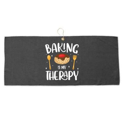 Baking Is My Therapy Funny Baker Gift Large Microfiber Waffle Golf Towel