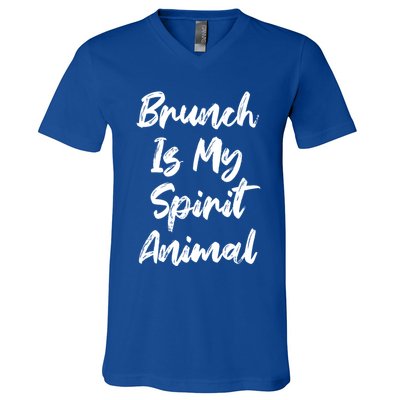 Brunch Is My Spirit Animal Funny Breakfast Lunch Parody Joke Gift V-Neck T-Shirt