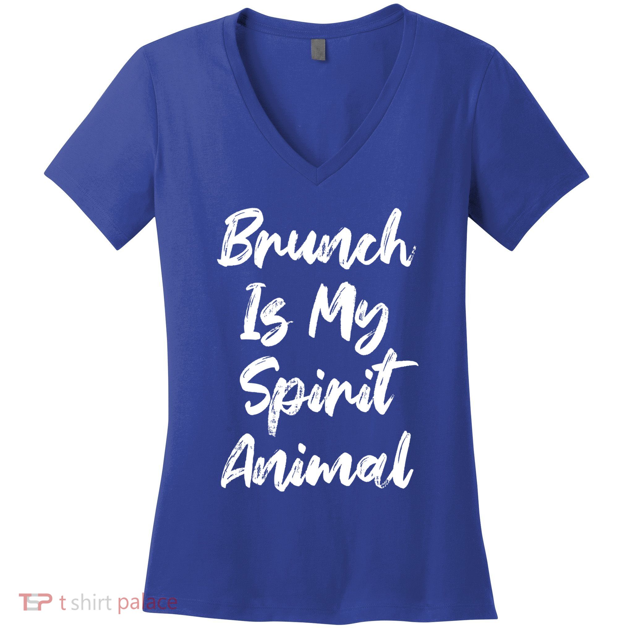 Brunch Is My Spirit Animal Funny Breakfast Lunch Parody Joke Gift Women's V-Neck T-Shirt