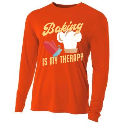 Baking Is My Therapy Funny Baker Gift Cooling Performance Long Sleeve Crew