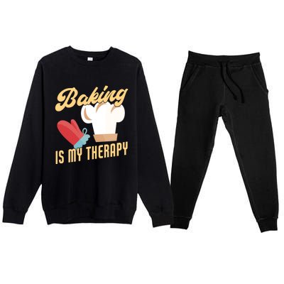 Baking Is My Therapy Funny Baker Gift Premium Crewneck Sweatsuit Set