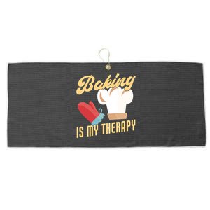 Baking Is My Therapy Funny Baker Gift Large Microfiber Waffle Golf Towel