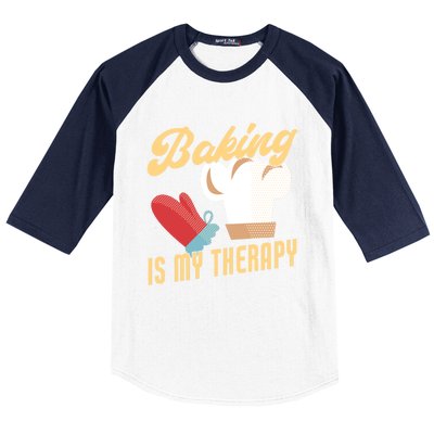 Baking Is My Therapy Funny Baker Gift Baseball Sleeve Shirt