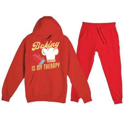 Baking Is My Therapy Funny Baker Gift Premium Hooded Sweatsuit Set