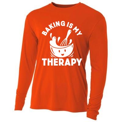 Baking Is My Therapy Bakers Funny Baking Lovers Bakery Owner Meaningful Gift Cooling Performance Long Sleeve Crew