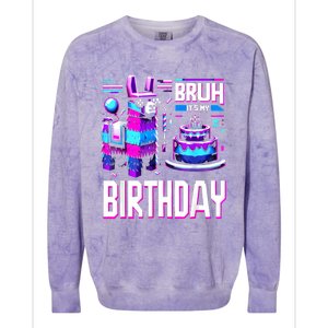 Bruh Its My Birthday Llama Pinata Boy Girl Family Party Bday Colorblast Crewneck Sweatshirt