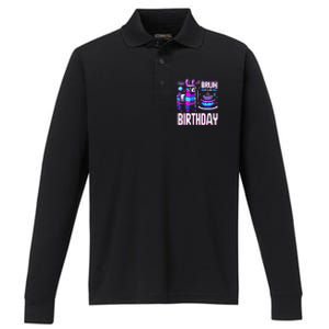 Bruh Its My Birthday Llama Pinata Boy Girl Family Party Bday Performance Long Sleeve Polo