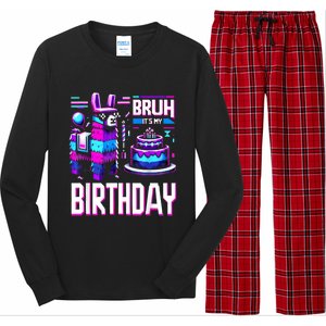 Bruh Its My Birthday Llama Pinata Boy Girl Family Party Bday Long Sleeve Pajama Set