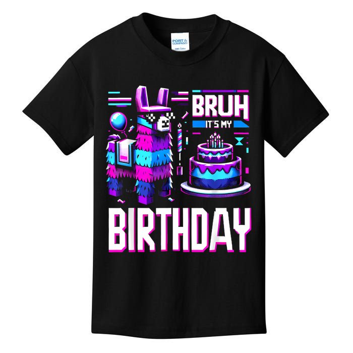 Bruh Its My Birthday Llama Pinata Boy Girl Family Party Bday Kids T-Shirt