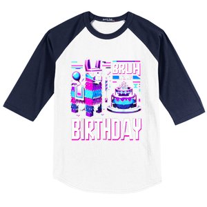 Bruh Its My Birthday Llama Pinata Boy Girl Family Party Bday Baseball Sleeve Shirt