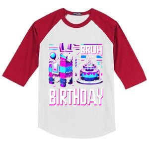 Bruh Its My Birthday Llama Pinata Boy Girl Family Party Bday Kids Colorblock Raglan Jersey