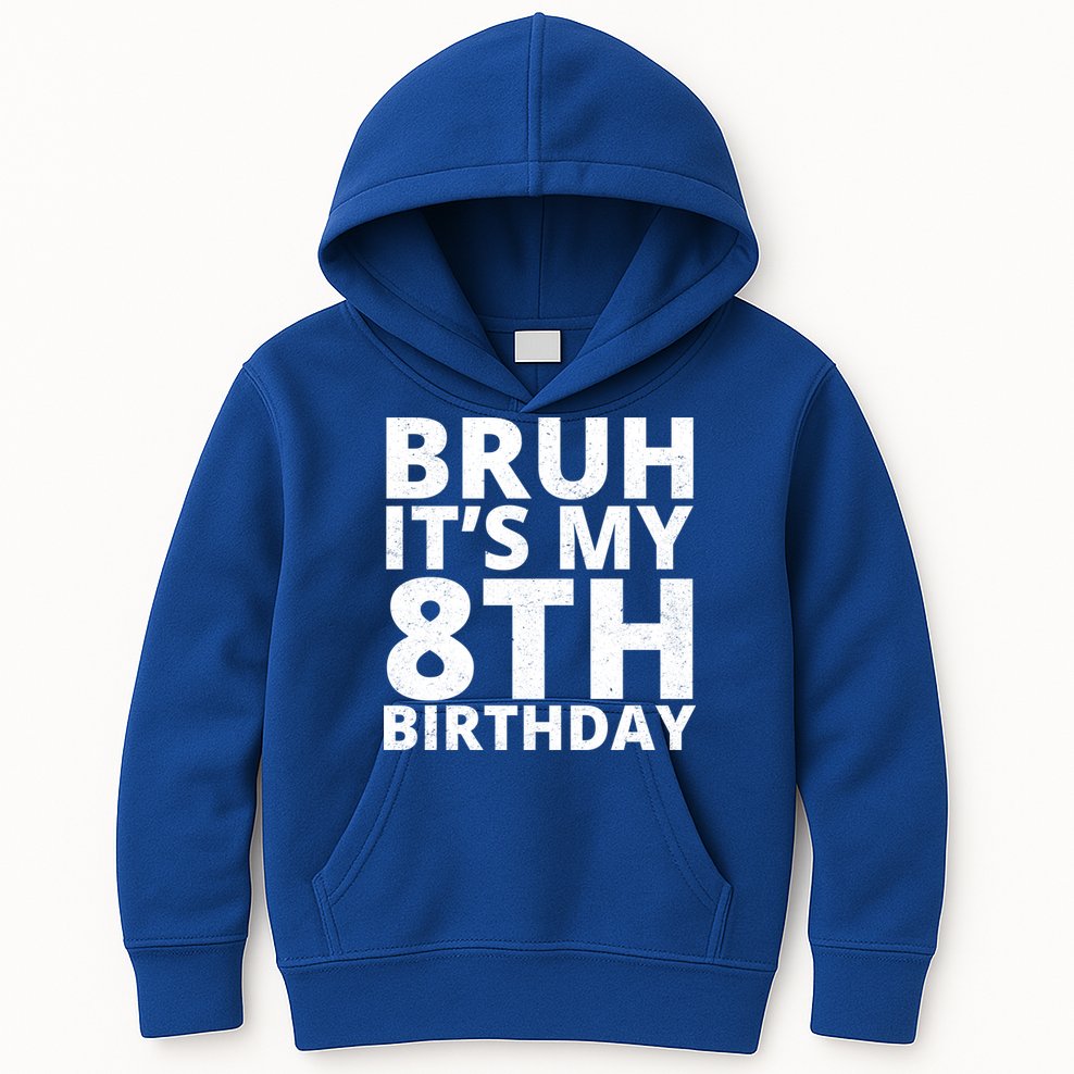 Bruh ItS My 8th Birthday Vintage Party Kids Hoodie