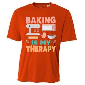 Baking Is My Therapy Funny Baker's Funny Gift Cooling Performance Crew T-Shirt