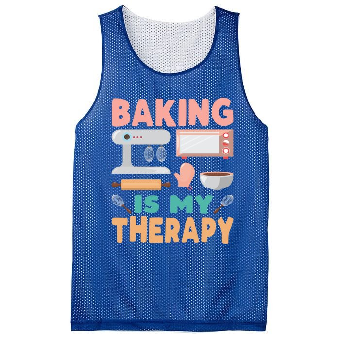 Baking Is My Therapy Funny Baker's Funny Gift Mesh Reversible Basketball Jersey Tank