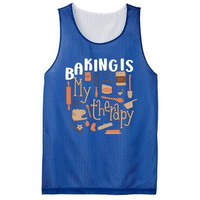 Baking Is My Therapy Bakers Funny Baking Lovers Bakery Owner Gift Mesh Reversible Basketball Jersey Tank