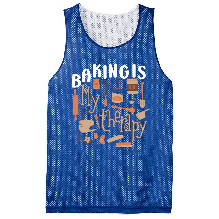 Baking Is My Therapy Bakers Funny Baking Lovers Bakery Owner Gift Mesh Reversible Basketball Jersey Tank