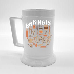 Baking Is My Therapy Bakers Funny Baking Lovers Bakery Owner Gift Beer Stein