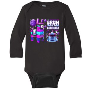 Bruh Its My Birthday Llama Pinata Boy Girl Family Party Bday Baby Long Sleeve Bodysuit