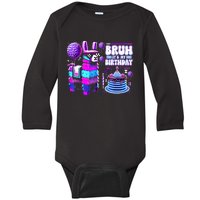 Bruh Its My Birthday Llama Pinata Boy Girl Family Party Bday Baby Long Sleeve Bodysuit