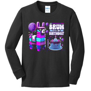 Bruh Its My Birthday Llama Pinata Boy Girl Family Party Bday Kids Long Sleeve Shirt