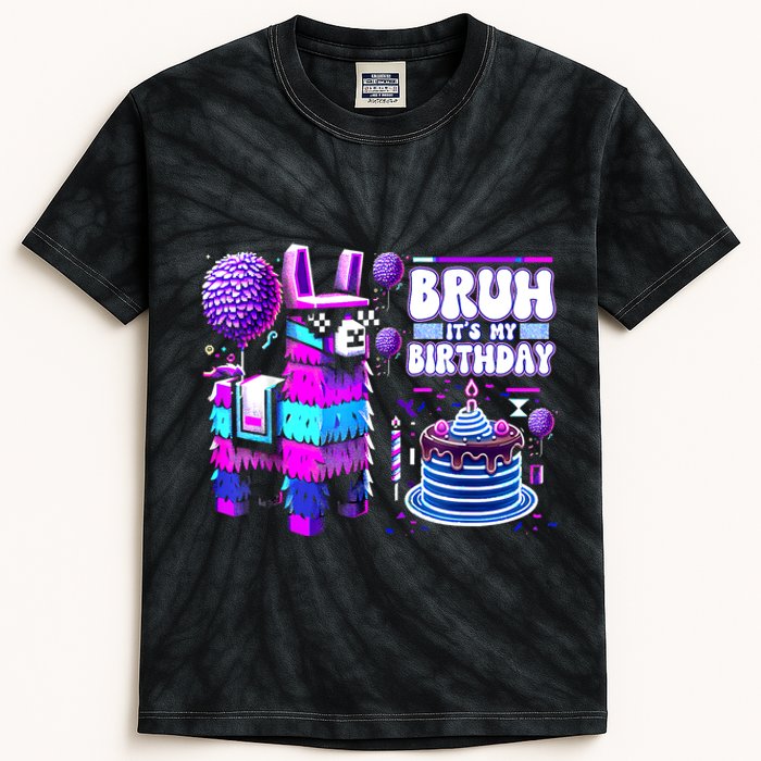 Bruh Its My Birthday Llama Pinata Boy Girl Family Party Bday Kids Tie-Dye T-Shirt