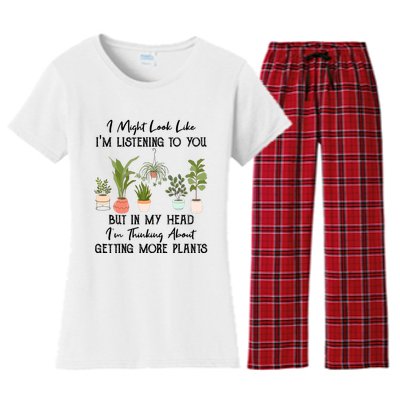 But In My Head IM Thinking About Getting More Plants Women's Flannel Pajama Set