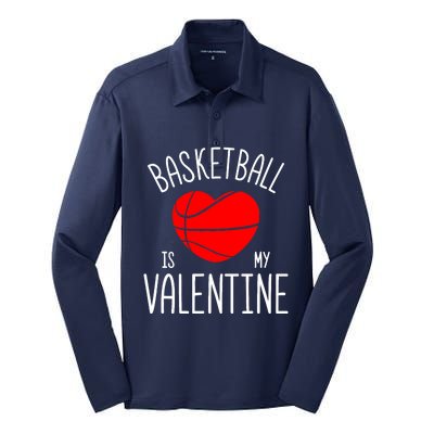 Basketball is My Valentine Silk Touch Performance Long Sleeve Polo