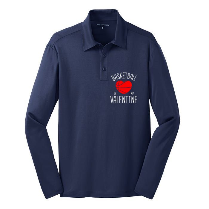 Basketball is My Valentine Silk Touch Performance Long Sleeve Polo