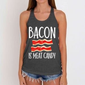 Bacon Is Meat Candy Gift Pig Costume BBQ Lover Grilling Pork Women's Knotted Racerback Tank