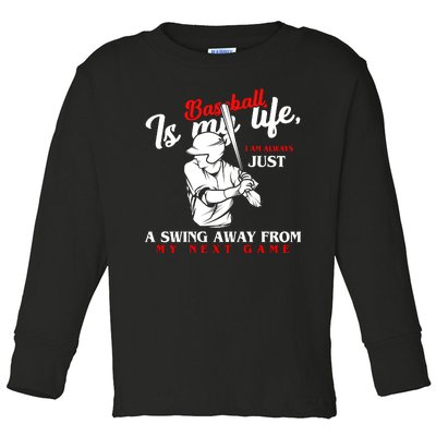 Baseball Is My Life Baseball Quotes Vintage Retro Toddler Long Sleeve Shirt