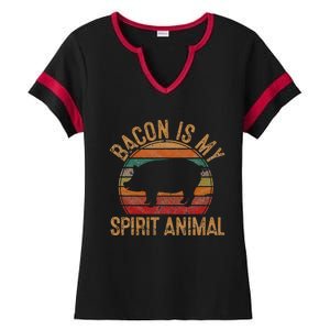 Bacon Is My Spirit Animal Gift Retro BBQ Costume Pork Grill Ladies Halftime Notch Neck Tee